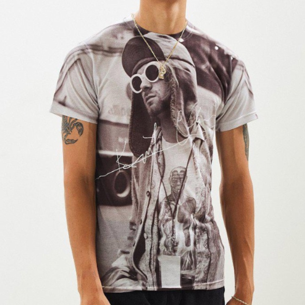 Kurt Cobain Sublimated T-Shirt Small Grey NWT - Picture 2 of 8